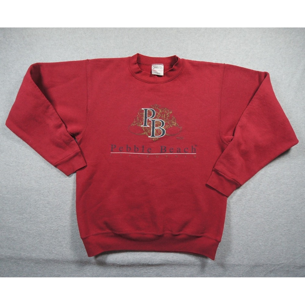 Vintage Pebble Beach Sweatshirt Mens Large Red Crewneck 90s Sweater California